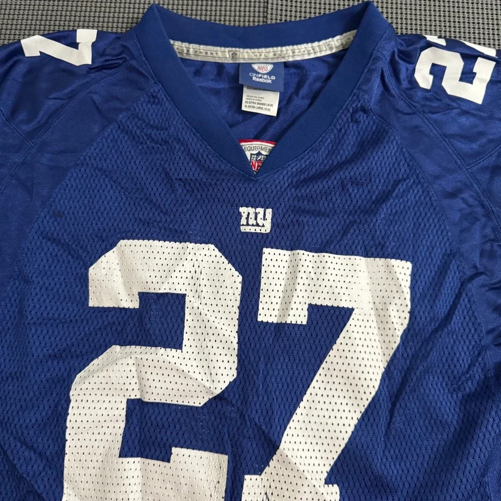 Reebok NFL New York Giants Brandon Jacobs 27 Jersey Blue Youth XL 18-20